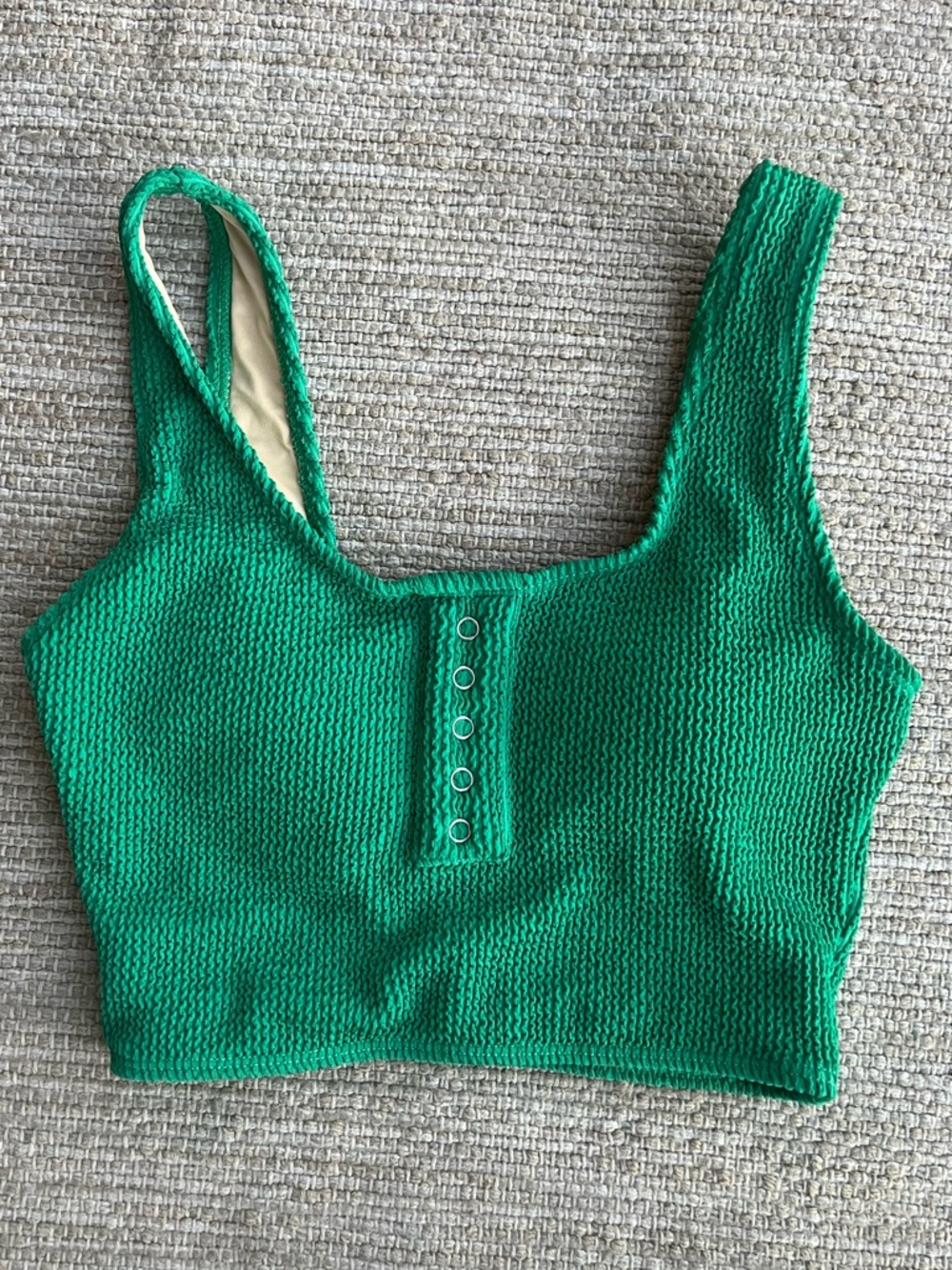 Green Women's Textured Swim Crop Top